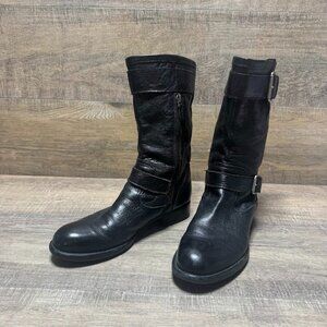 Franco Sarto Pansy Calf Height Black Leather Boots Women's Size 8.5